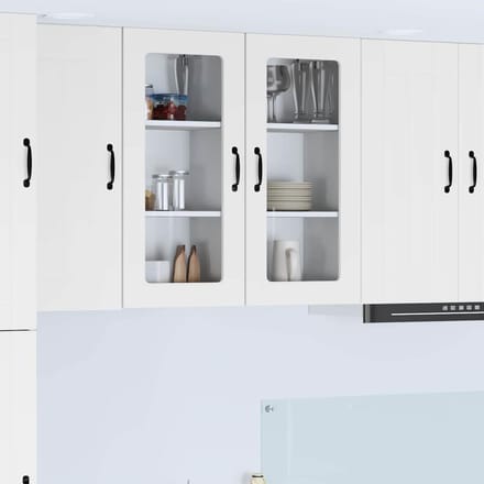 vidaXL - Wandglas - Kasten - LUCCA - Wit - 40 - x - 31 - x - 80 - cm - Bewerkt - hout