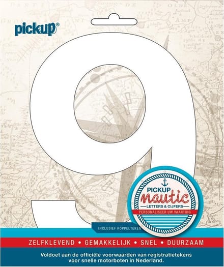 Pickup Nautic plakcijfer 150mm wit 9