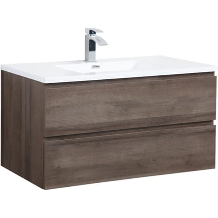 Badplaats Badkamermeubel Set Angela 100 cm – Bruin Eiken – Badmeubel met Wastafel