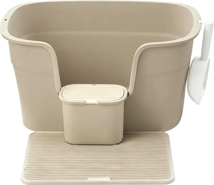Feandrea - Kattenbak - Grote met Hoge Zijkanten - Inclusief Kattenmat en Schep - Met Opbergbox