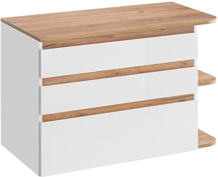 Vente-unique Zwevende wastafel - Natuur en wit - 96 cm - ANIDA