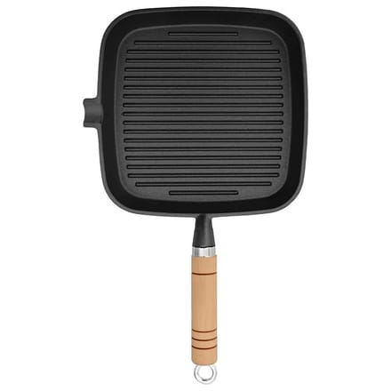 vidaXL Grillpan met houten handvat gietijzer 20x20 cm