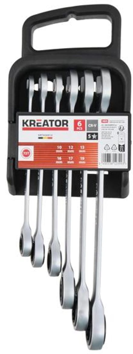 Kreator Sleutelset KRTH30013 – Steek- en Ratelsleutels 10–19 mm – 6-delig – Gereedschap, Handgereedschap