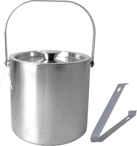 Ceruzo IJsemmer RVS – 3 Liter – Extra Groot – Dubbelwandig met Deksel en IJstang - H 19cm