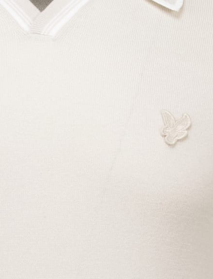 beige Lyle & Scott tipped knitted open collar polo shirt