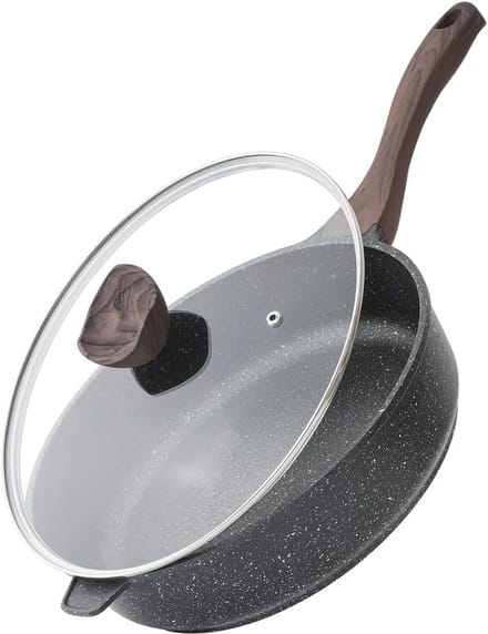 Antiaanbakpan met Deksel - 26 cm Inductiepan voor Gezond Koken