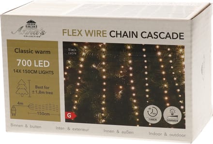 Anna Collection Cascade kerstverlichting -700 leds - warm wit - voor kerstboom 180 cm - lichtnet voor over een kerstboom