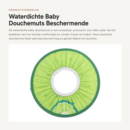 Dailygoods- Douchemuts Waterdicht - Baby Douchekap - Beschermende Hoed - Elastisch - Groen - Binnendiameter 12cm - Badmuts