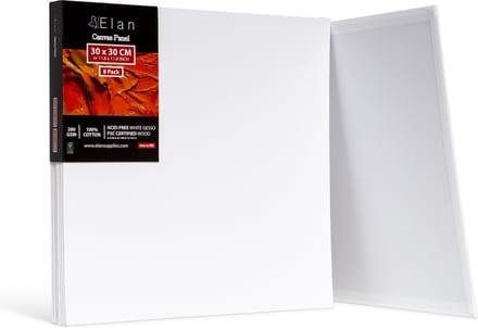 Elan Katoen Canvas Panelen 30x30 CM, 8-Pack Canvas Boards voor het Schilderen, Schilderen Canvas, Canvassen voor het Schilderen, Kunst Board Bulk Art Canvas Board Blank Canvas Panel