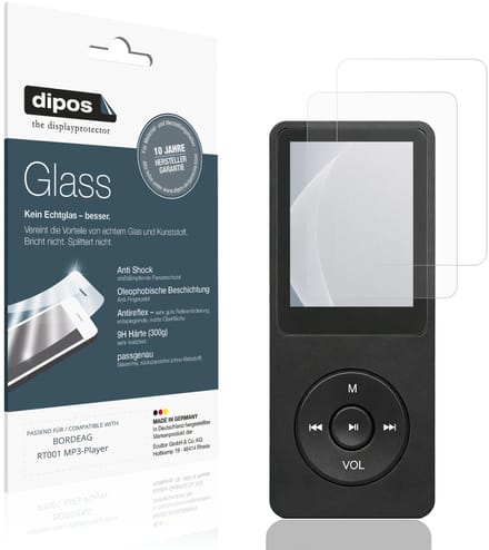 dipos – 2x Matte Pantserfolie geschikt voor BORDEAG RT001 MP3-Player | 9H Screenprotector