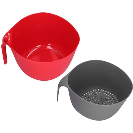 Passoire en plastique 2 en 1 double couche détachable grande capacité haute durabilité non toxique passoire alimentaire red