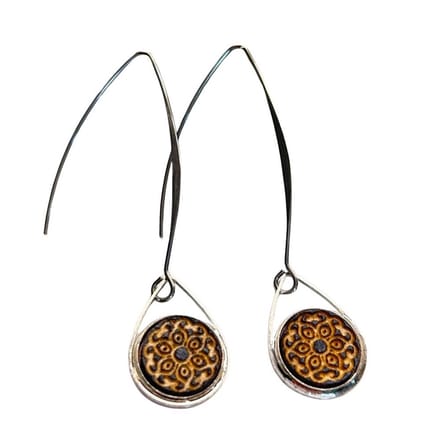 2 Love it Boho Mandala - Oorbellen - Stainless steel - Hout - Lengte: 6 cm
