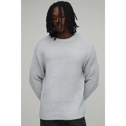 Lange Relaxed Fit Geborstelde Gebreide Trui | Light Grey | Size Medium