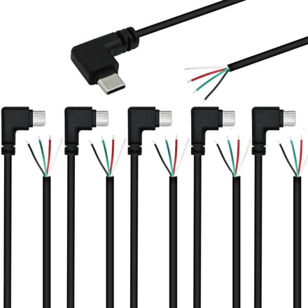 Dailygoods - 6 Stuks USB Type C Pigtail Stroomkabels, 25 cm