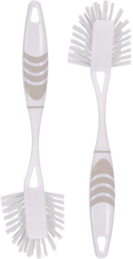 Afwasborstel met ophang lus - 2x stuks - grijs - 29 cm