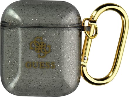 Guess 4G TPU Glitter Case voor Apple Airpods 1 & 2 - Zwart