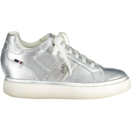 Zilveren Leren Lage Sneakers