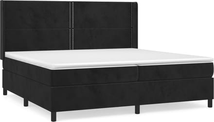 vidaXL - Boxspring - met - matras - fluweel - zwart - 200x200 - cm
