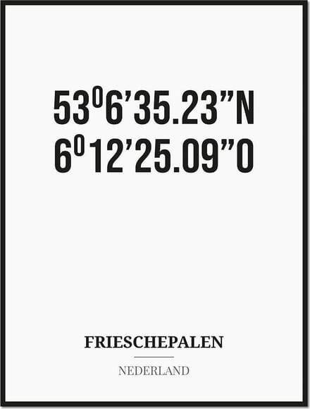 Poster/kaart FRIESCHEPALEN met coördinaten