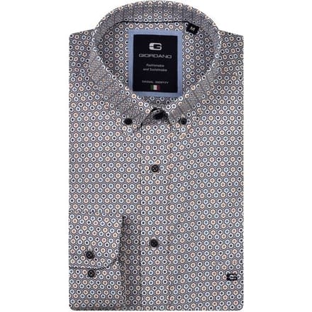 Giordano Overhemd Brando Soft Twill Hexagon Fantasy Navy-Multi / male