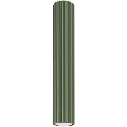 Plafondlamp KARBON 40 lange geribbelde buisspot van 40 cm - Sollux Lighting - IP20 - Olijfgroen aluminium behuizing - 6.5 x 6.5 x 40 cm - 1 x GU10 LED, exclusief lichtbron - Max. 10 W - Minimalistische plafondlamp voor woonkamer en slaapkamer