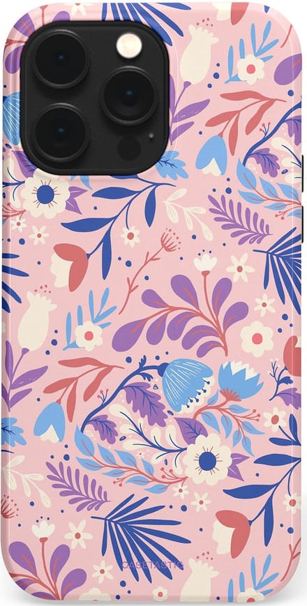 Casetastic hoesje geschikt voor Apple iPhone 14 Pro Max - MagSafe - Dubbellaagse bescherming - Bloeispel - Fashion Case - Lichtroze Lavendel Crème Lichtgrijs
