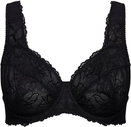 Ulla Popken - Dames - Beugelbeha kant brede schouderbandjes - Zwart - Maat 100B