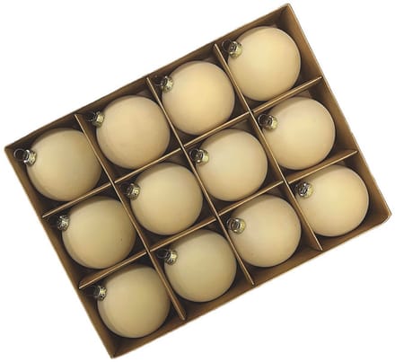Fjesta© Velvet kerstballen - 6cm - Beige - 12 stuks