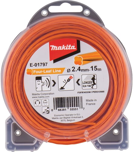 Makita 2,4x15 Klaverbladvormig maaidraad meter oranje - E-01797