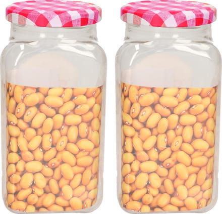 Plasticforte Weckpot/inmaakpot Classic - 2x - 600ml - kunststof - draaideksel - roze - D7 x H15 cm
