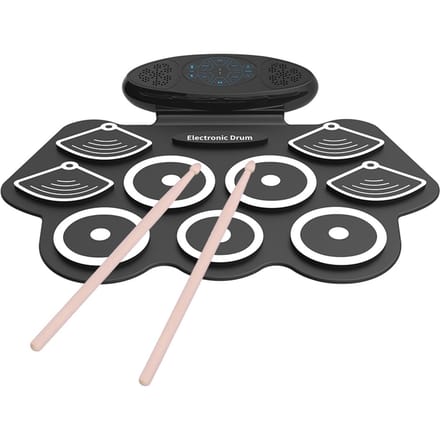 Ensemble de batterie électronique Portable à 9 tampons, enroulable en Silicone, avec 2 haut-parleurs stéréo intégrés US Plug