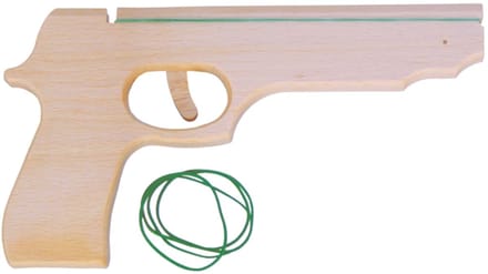 Speelgoed Pistool van hout - Magnum - schiet elastieken
