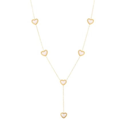Bijoutheek Collier Y-Vorm Hart Plat White