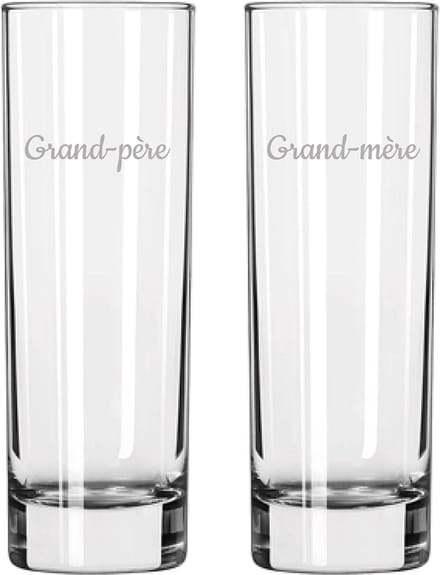Longdrinkglas gegraveerd - 22cl - Grand-père & Grand-mère