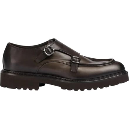 schoenen stringed laag man Doucal's - dubbele gesp omrand deco' t.moro +f.do moro - bruin