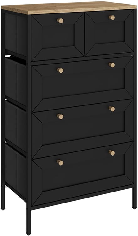 Vicco Belaro Ladekast – 56 x 95 cm met 5 laden Zwart