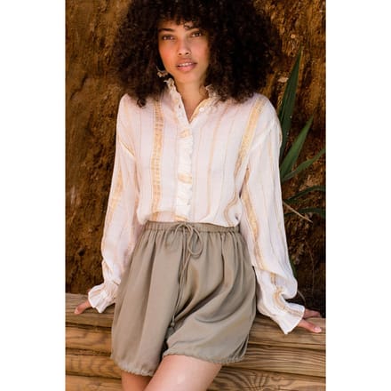 Louise Misha Blouse Ilonkania White & Gold Stripes Taglia: 32 | Magliette intime Outlet | Donna | Bianco