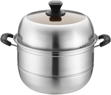 Stoompan RVS - Stoomkoker - Gezond Koken - Extra Dik - 28 cm - Zilver