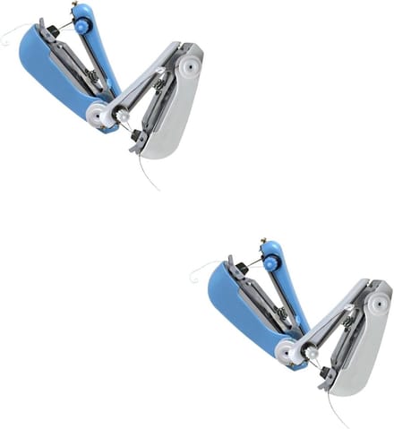 Naaimachine Set - Mini Naaimachine - Kleding Repareren - Draagbaar Ontwerp - 4 Stuks - Wit Blauw