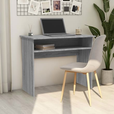 vidaXL - Bureau - 90x50x74 - cm - bewerkt - hout - grijs - sonoma - eikenkleurig