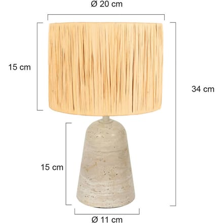 Anne Light Tafellamp Travino, hoogte 34 cm, travertijn, zeegras, E27
