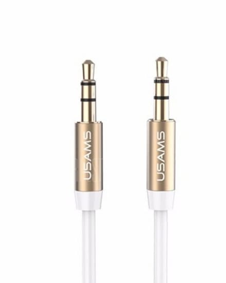 USAMS AUX Cable 1m AUX (3.5mm Male) - Wit/Goud