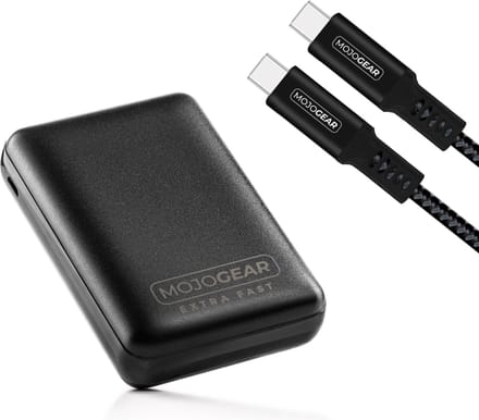 MOJOGEAR MINI EXTRA FAST 10.000 mAh powerbank met USB-C naar USB-C kabel 100W USB 3.1 Extra Sterk 1,5 m