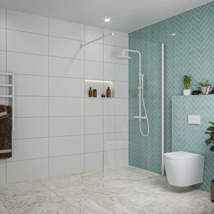 FugaFlow Eccelente Vetro inloopdouche badkamer - 110x200cm - helder glas - wandarm - mat wit
