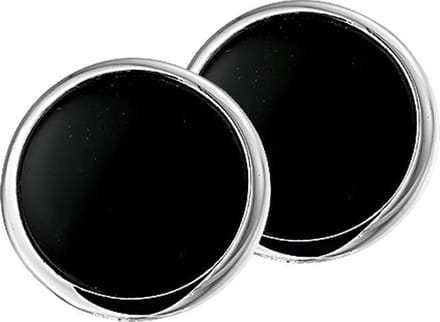 The Jewelry Collection Oorclips Onyx - Zilver