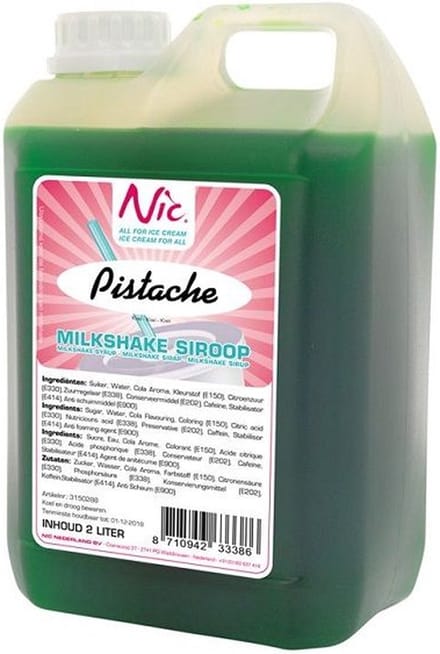NIC Milkshakesiroop pistache - Fles 2 liter