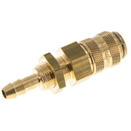 Messing DN 5 Luchtkoppeling Snelkoppeling 6 mm Slangpilaar Schotkoppeling Double Shut-Off