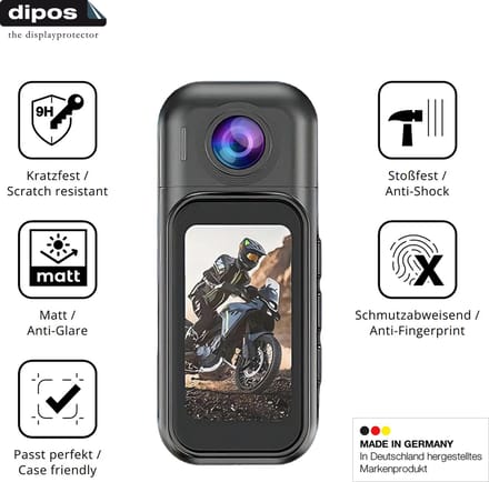 dipos – 2x Matte Pantserfolie geschikt voor 7JI 32266 Körperkamera 4K | 9H Screenprotector