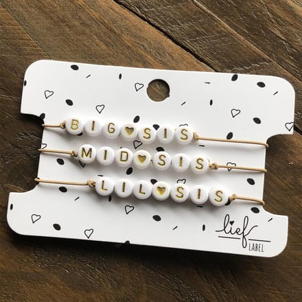 Armbandjes beige Big, Mid & Lil sis