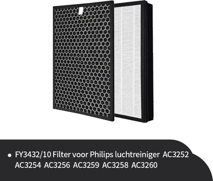 Filter set geschikt voor de Philips AC3252 - AC3260 luchtreinigers. FY3432 en FY3433 van Replacements®